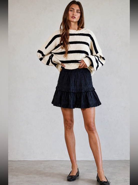 Unsubscribed Dresses & Skirts - Unsubscribed Black Eyelet Tiered Ruffle Mini Skirt